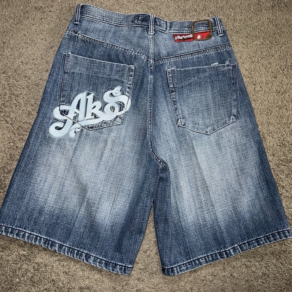 VTG Y2K Akademiks 9th Naval Fleet Spelled Out Jorts Baggy. Denim Shorts Size 36